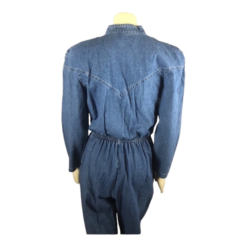 Vintage 1980s Torpedo International Denim Jumpsuit USA Western medium - Picture 7 of 12